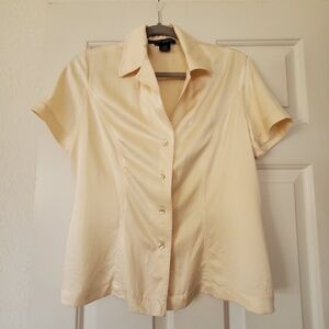 Vintage RANDY KEMPER Crean 100% Silk Short sleeve Tailored Top Blouse Size 10